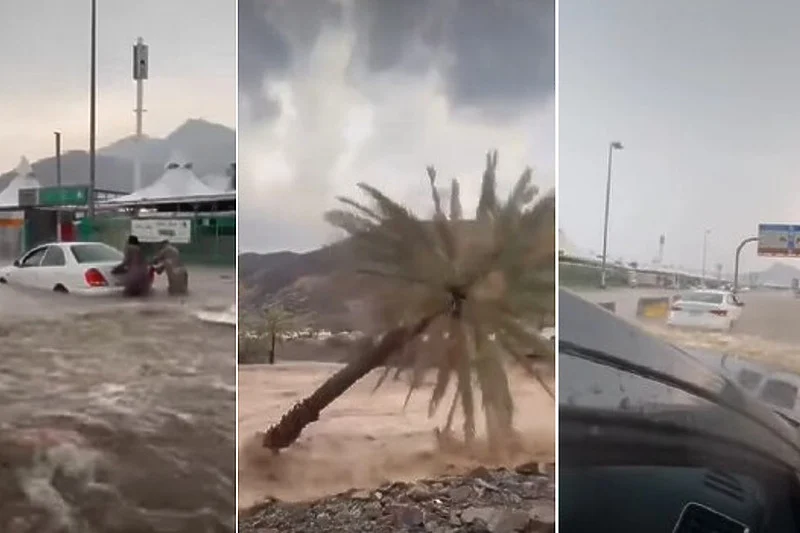 Velike poplave u Mekki, voda nosi stabla i automobile