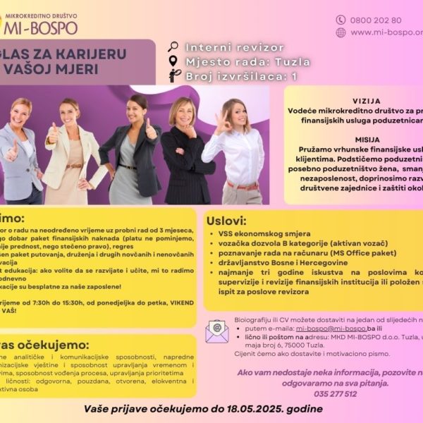 Tražite posao? MI-BOSPO zapošljava!