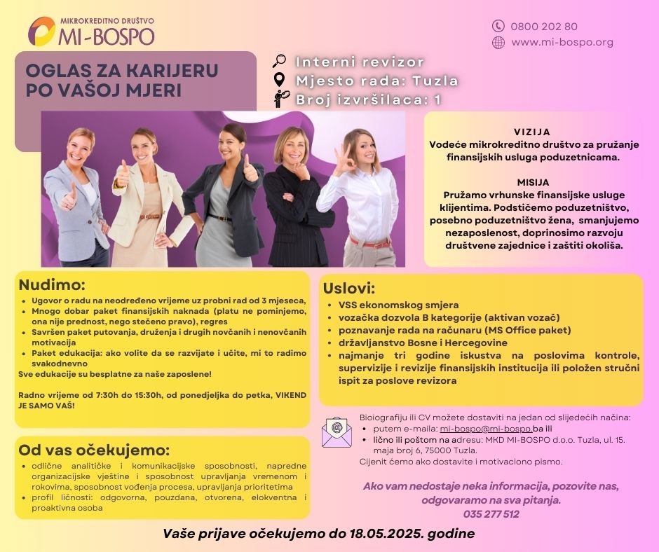 Tražite posao? MI-BOSPO zapošljava!