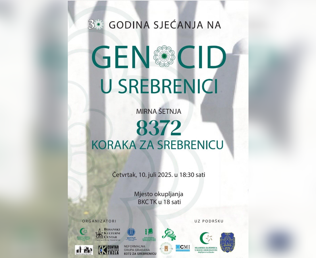 Mirna šetnja „8372 za Srebrenicu“ deseti put u Tuzli – 10. jula ispred BKC-a