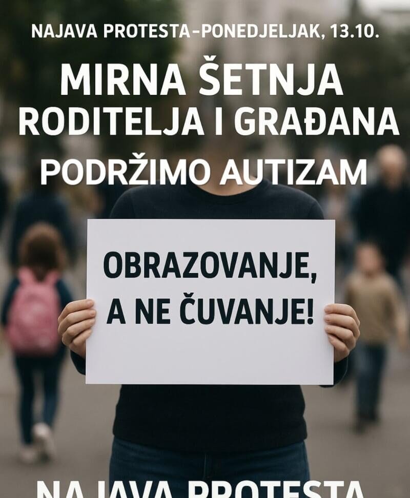 Roditelji djece s autizmom najavili protestnu šetnju: „Obrazovanje, a ne čuvanje“
