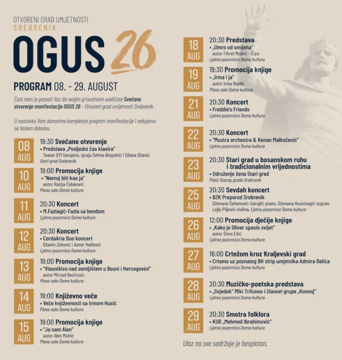 OGUS 2026 donosi bogat program iz kulture u Srebreniku